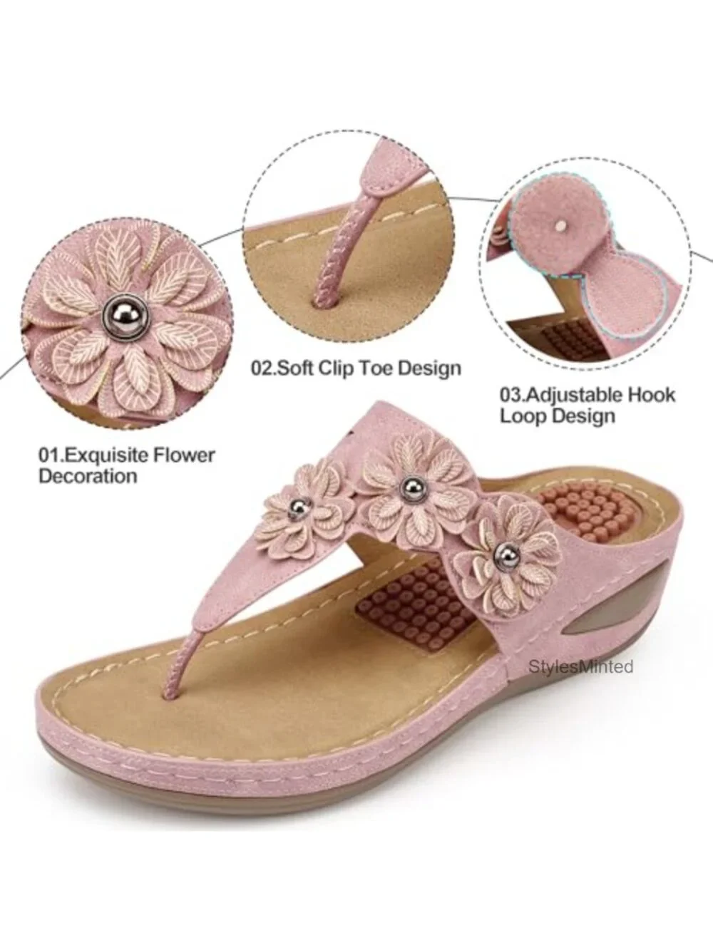 Women's Comfortable Wedge Sandals with Arch Support Faux Leather